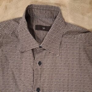Z ZEGNA City Black and Iight Brown Button-Up Shirt